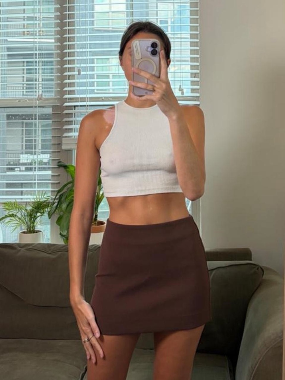 Zara brown mini skirt